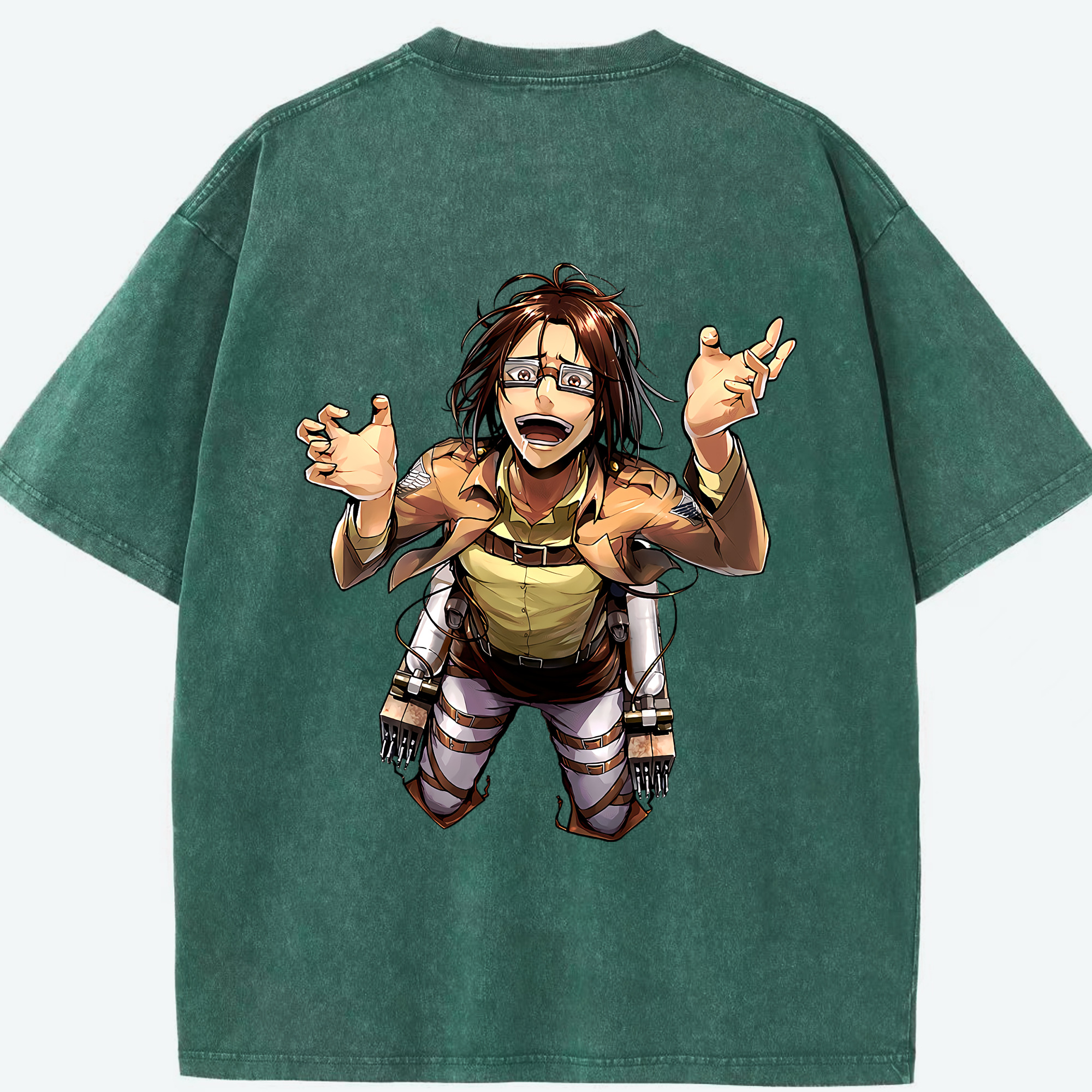 （画像用） 進撃の巨人 ハンジ·ゾエ Attack on Titan Hanji Zoe 綿100% ヴィンテージ風 半袖Tシャツ（背面プリント）